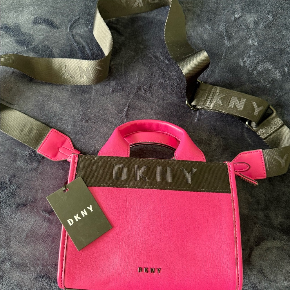 DKNY Pink and Black Crossbody Bag with Sleek Design